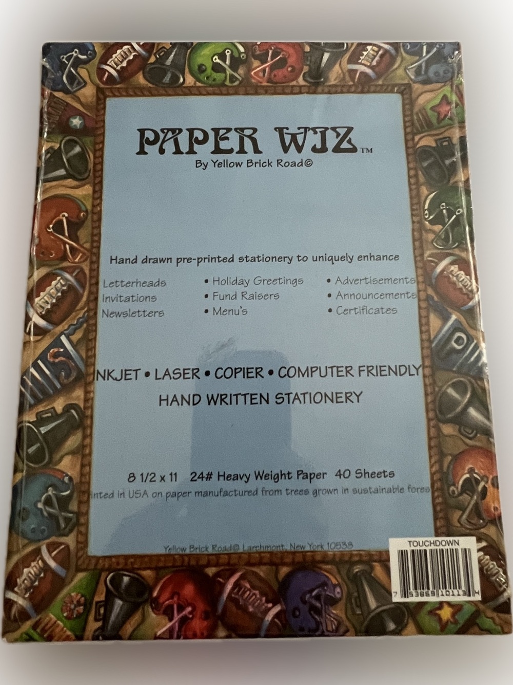 💥 New Paper Wiz Handwritten Stationery Football Boarder Blue Center 24# 40 Sheet